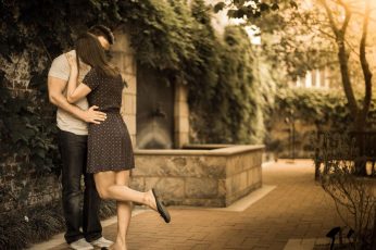 Couple Kiss Love Mood wallpaper, women’s black and brown formal dress