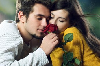 Couple wallpaper, romance, love, roses, hugs, white sweater men’s