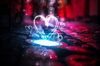 4K Love hearts wallpaper, Neon lights