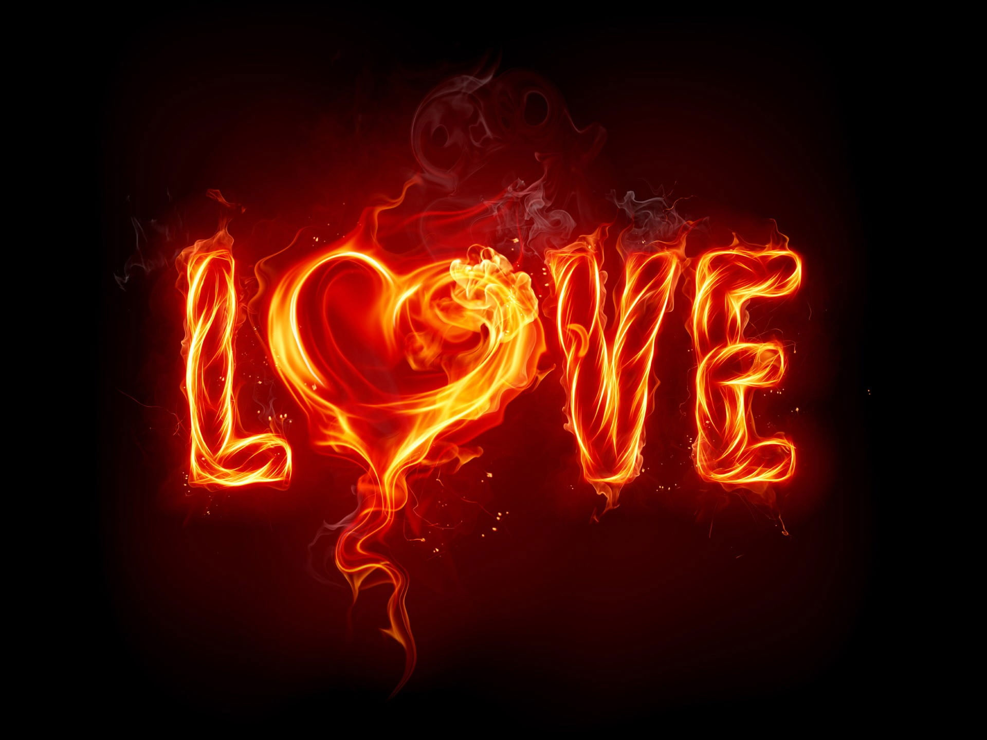 Fire heart wallpaper, typography