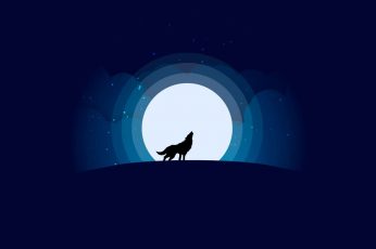 Wolf moon wallpaper, moonlight, night, minimalist, sky, artistic, minimalism