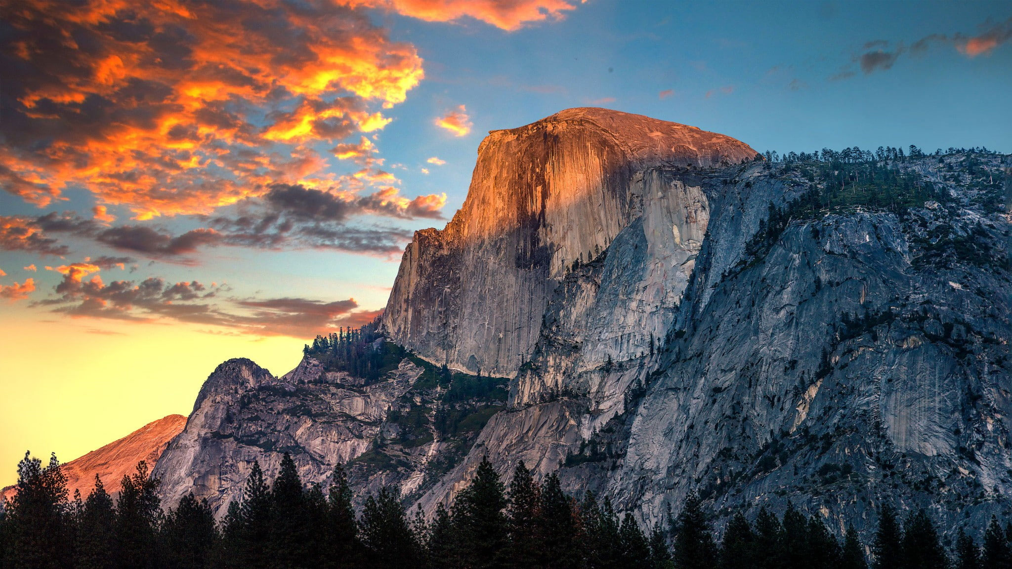 Nature, mountains, cliff, rock, sunset, Yosemite National Park