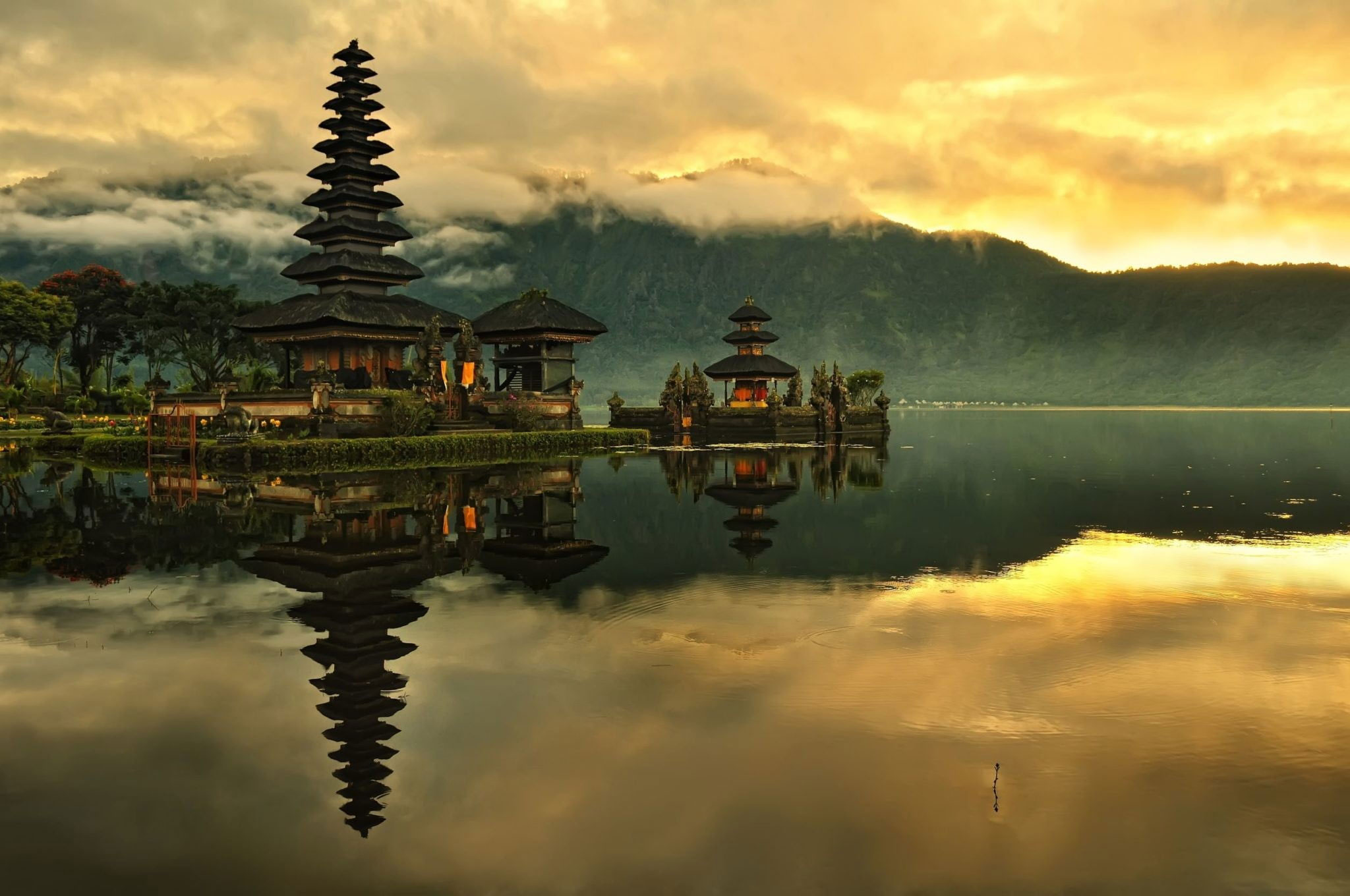 Body of water beside house painting, nature, landscape, Indonesia