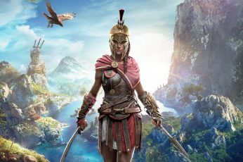 Video games wallpaper, colorful, warrior, fantasy girl, Kassandra, Assassins Creed: Odyssey