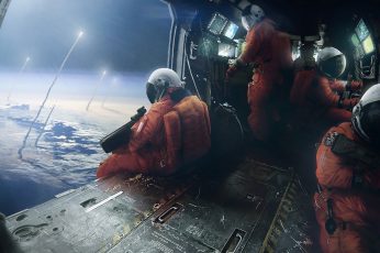Astronauts wallpaper, science fiction, space, group of people