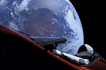 Astronaut on space illustration, SpaceX, Tesla Roadster, Earth