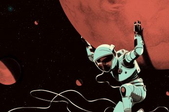 Astronaut carrying planet illustration
