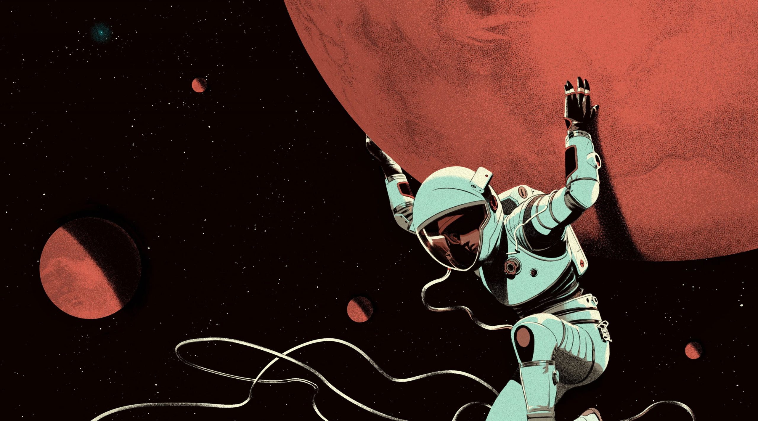 Astronaut carrying planet illustration