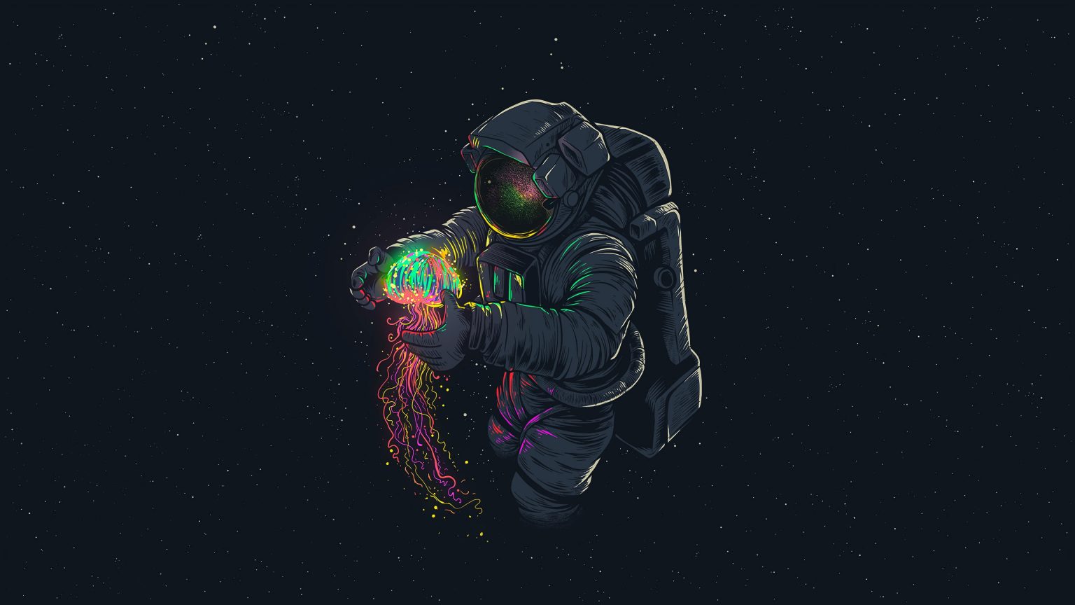 Astronaut, space, black background, artwork • Wallpaper For You HD
