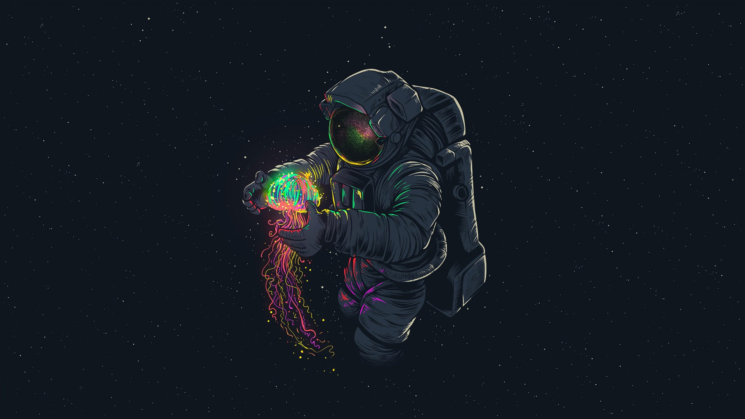 Astronaut, space, black background, artwork