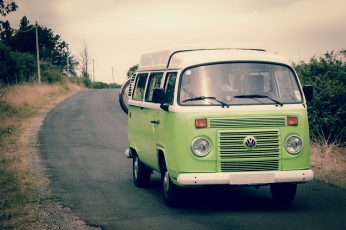 Green Volkswagen bus wallpaper photography during daytime, van, vw, travel