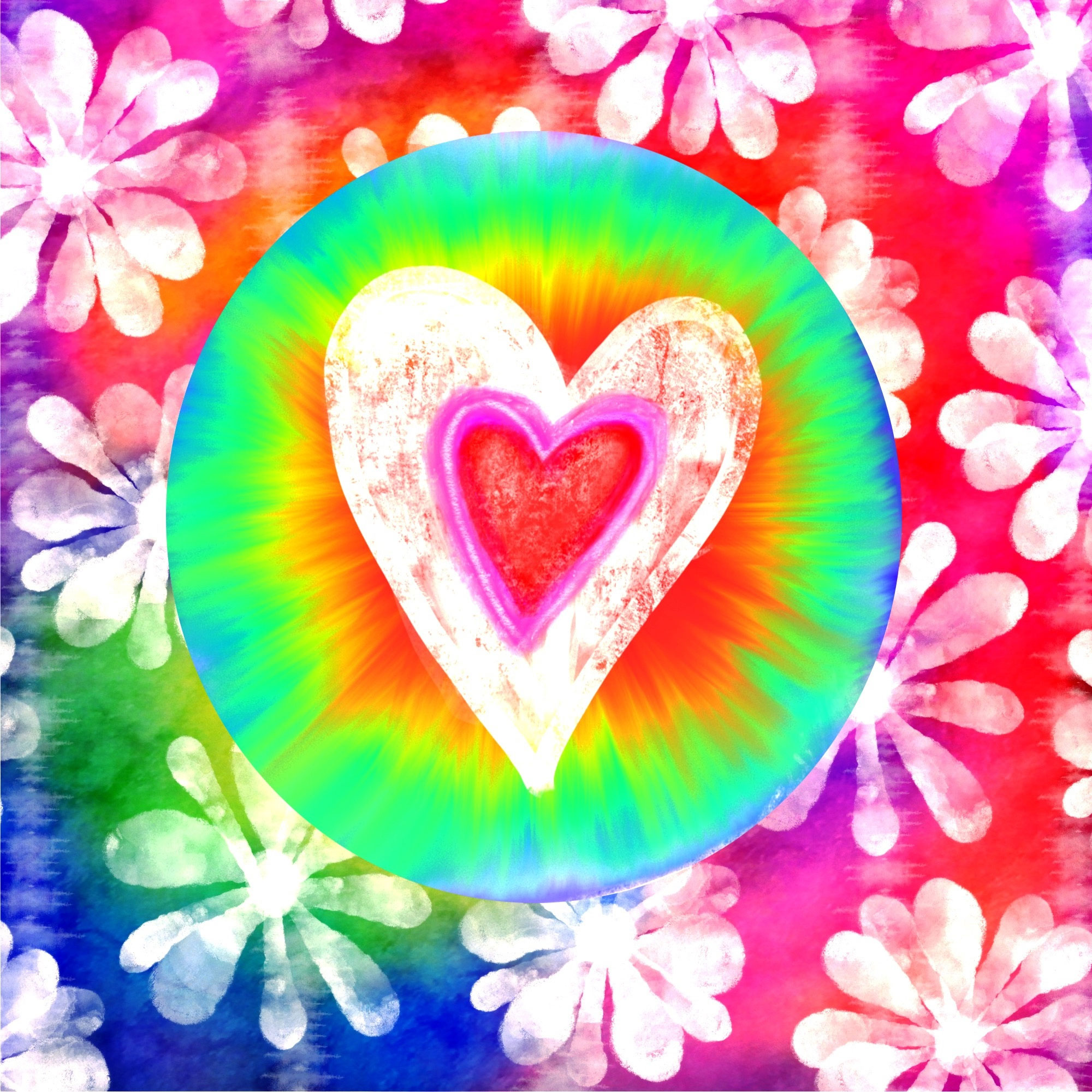 Multicolored heart wallpaper illustration, love, hippy, rainbow, colorful