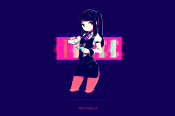 Female animated character wallpaper, cocktails, bar, neon, va-11 hall-a
