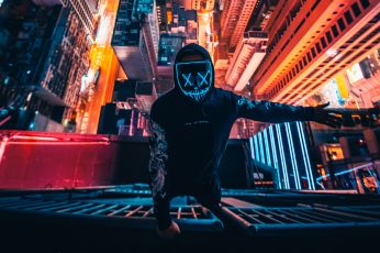 Mask, neon, person, photography, hd, 4k
