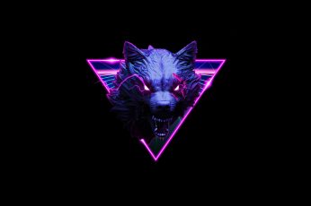 Wolf, neon wallpaper