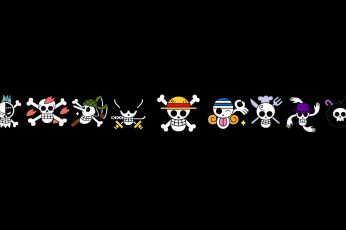 One Piece logo wallpaper, anime, skull, black background, copy space, studio shot