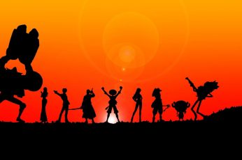 Silhouette of people digital wallpaper, One Piece, anime, group of people