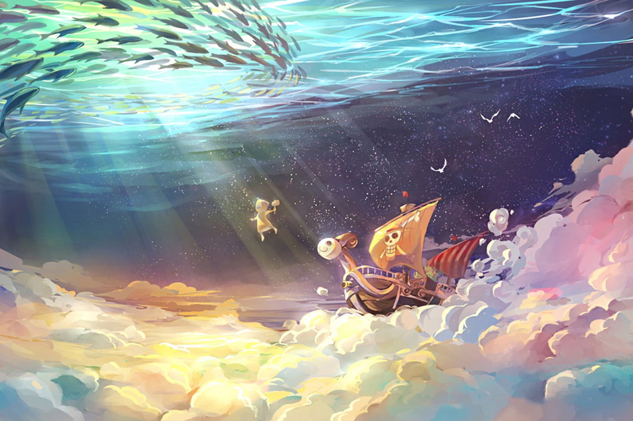 One Piece Going Mary digital wallpaper illustration, anime, water, sea