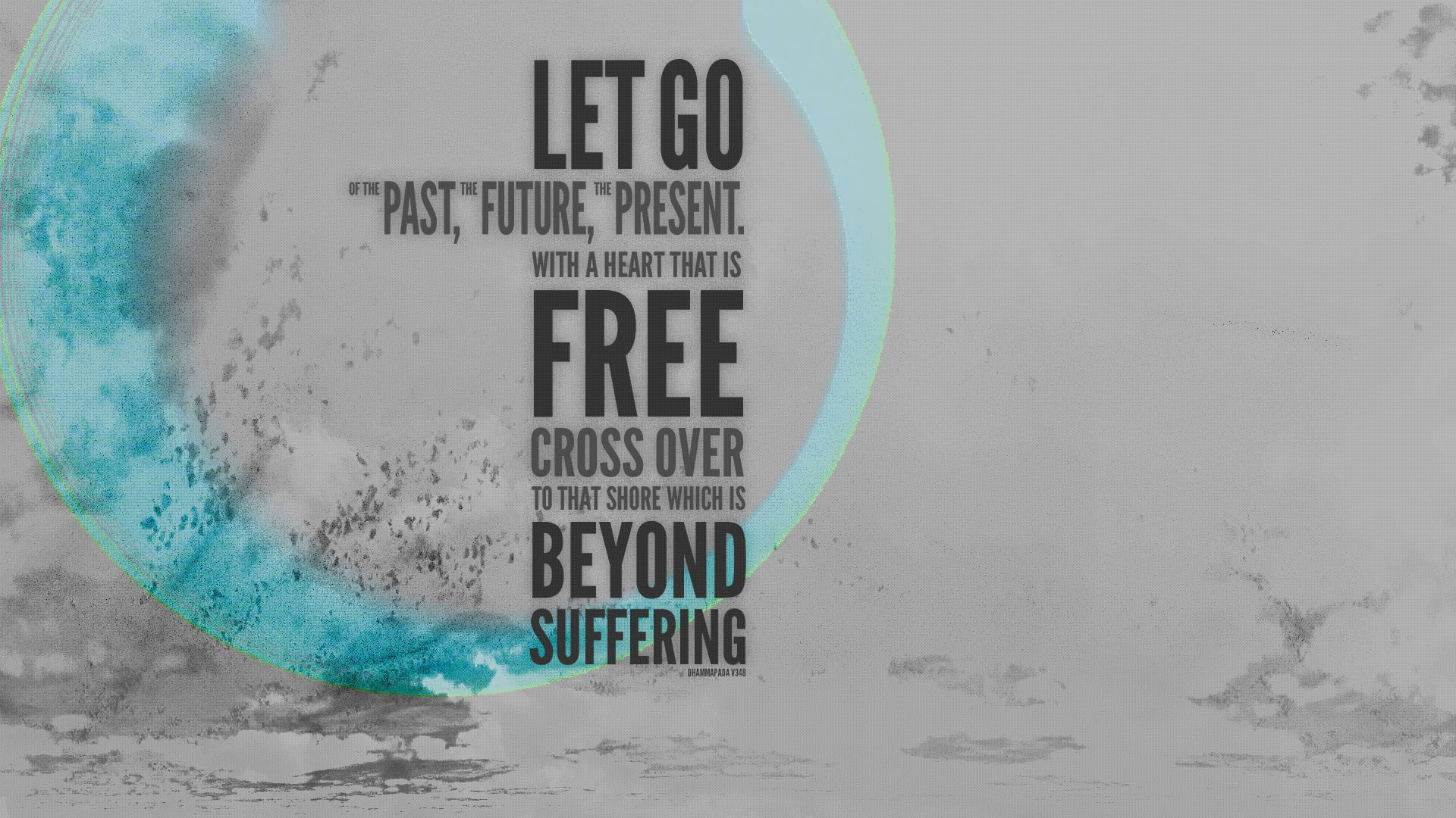 Let Go Past, Future, Present text overlay, Buddhism, quote, Buddha