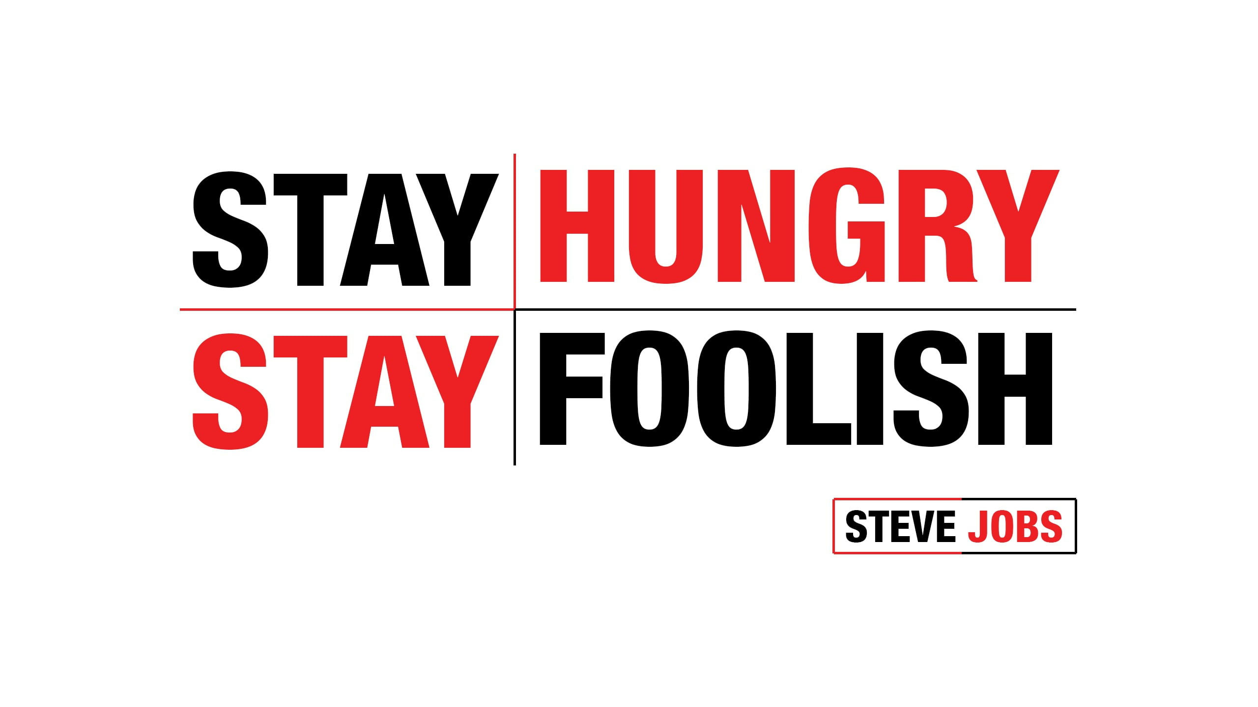 Stay Hungry Stay Foolish text, Steve Jobs, quote, minimalism
