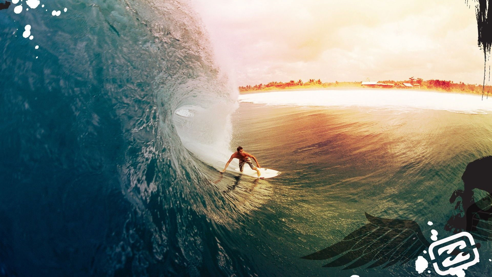 Surfing HD, surfer on white surfboard, sports