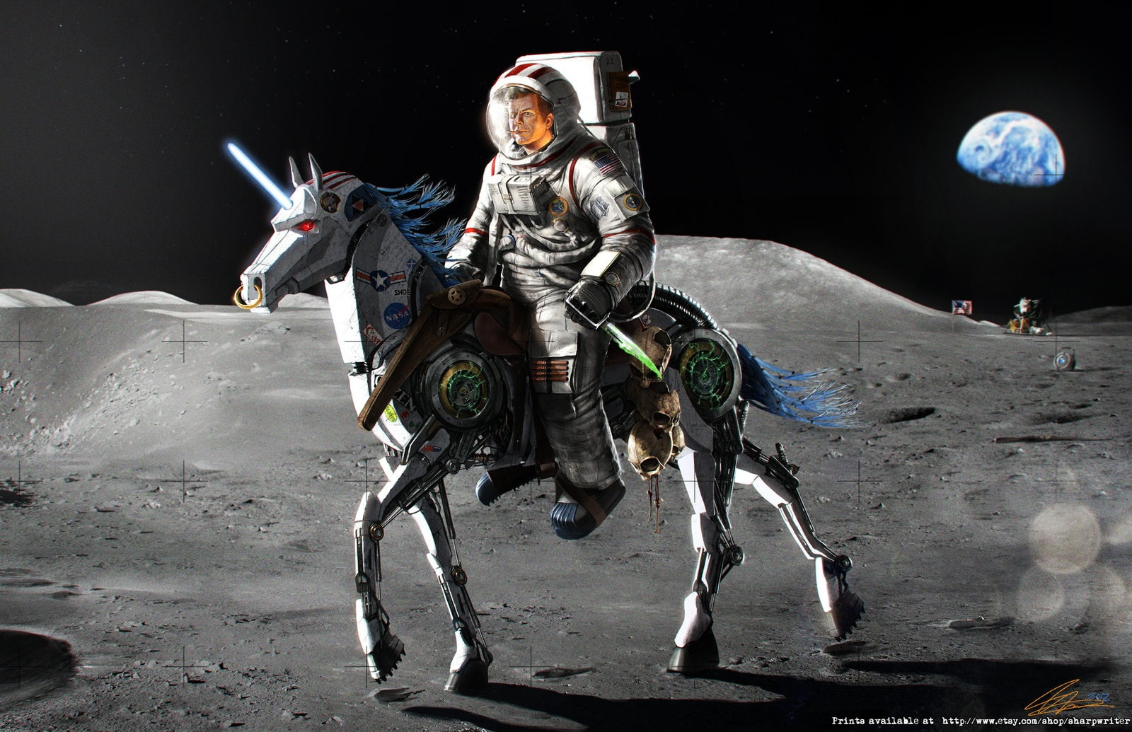 Astronaut wallpaper, Earth, f, horse, john, Kennedy, Machine, Moon, Unicorn