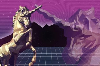 Unicorn wallpaper, awesome, retro, lowpoly, abstract, art and craft, representation