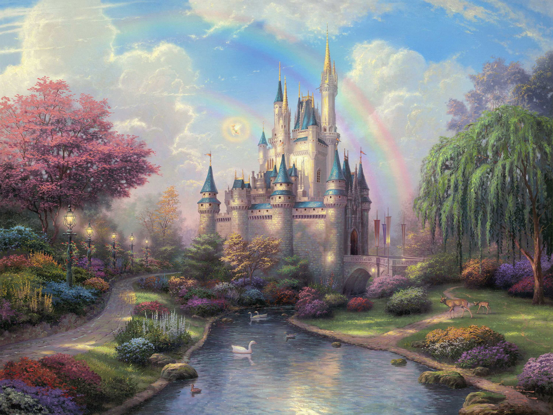 Disneyland Castle Drawing Rainbow Disney HD wallpaper, digital/artwork