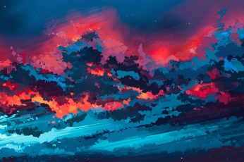 Abstract painting wallpaper, artwork, Aenami, no people, night, sky, nature