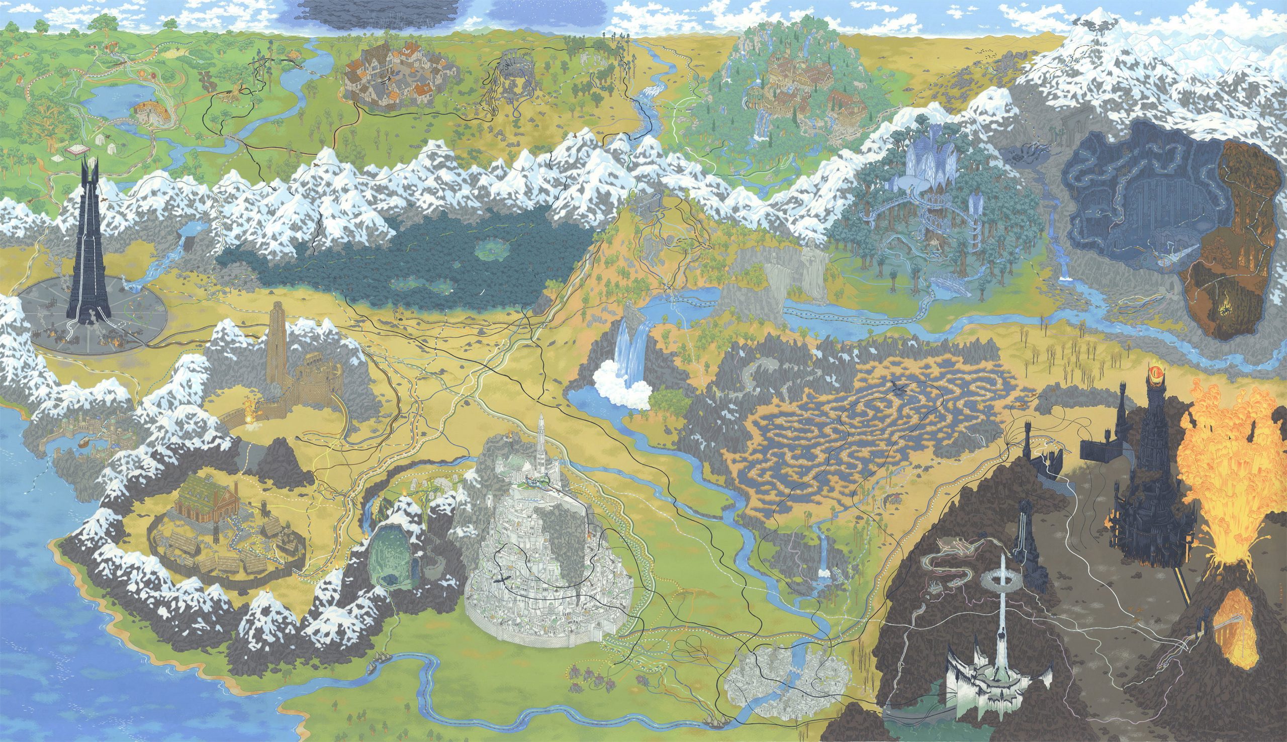 Multicolored map painting wallpaper, Figure, Art, The Lord of the Rings