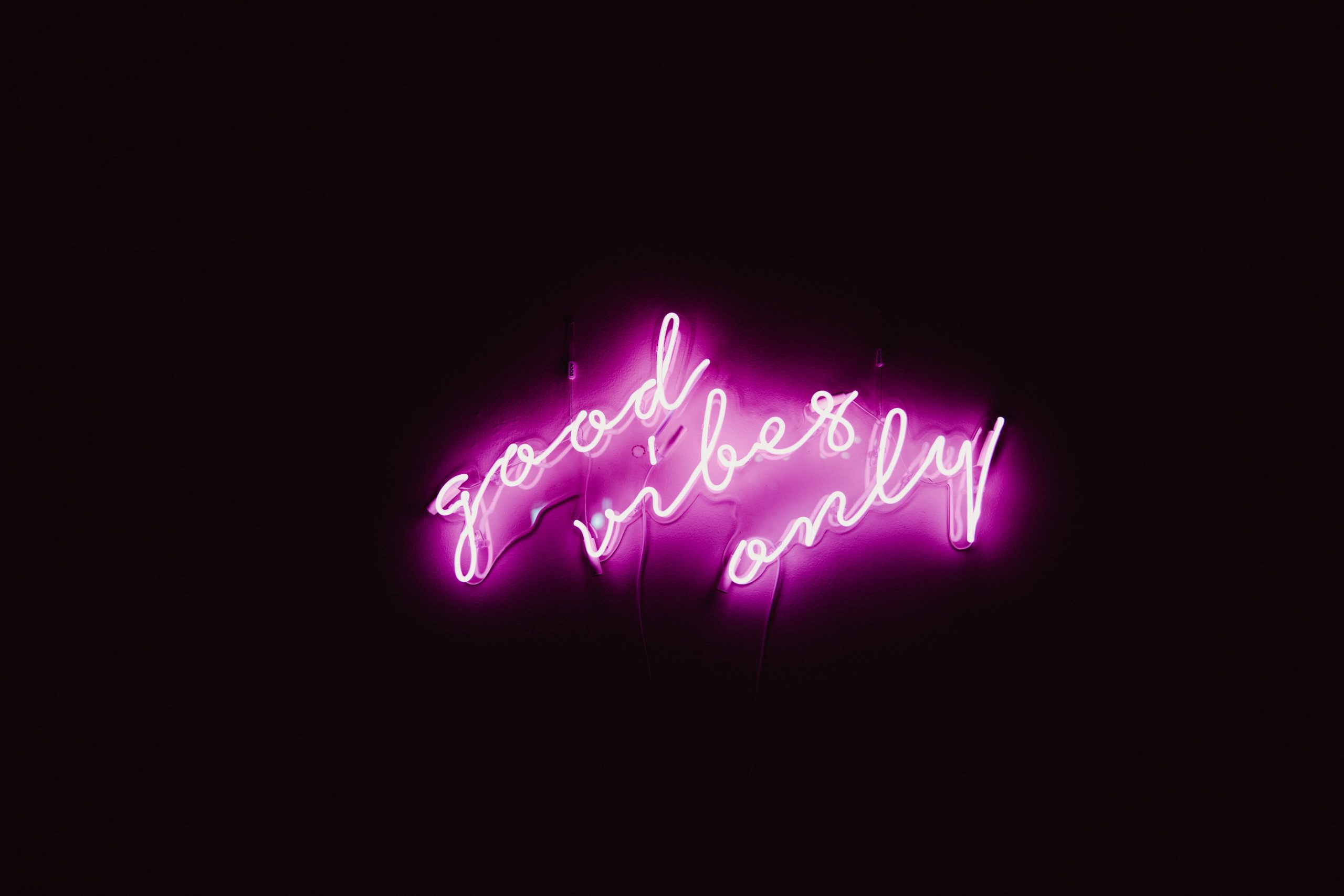 Good vibes only neon signage wallpaper, light, neon lights, flare, rubber eraser