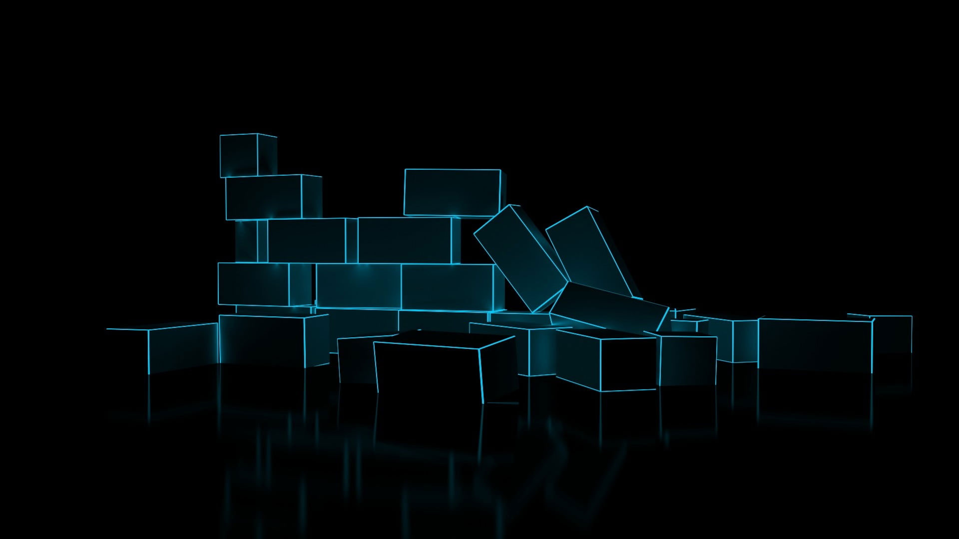 Glow-in-the-dark bricks wallpaper, digital art, minimalism, 3D, CGI, glowing