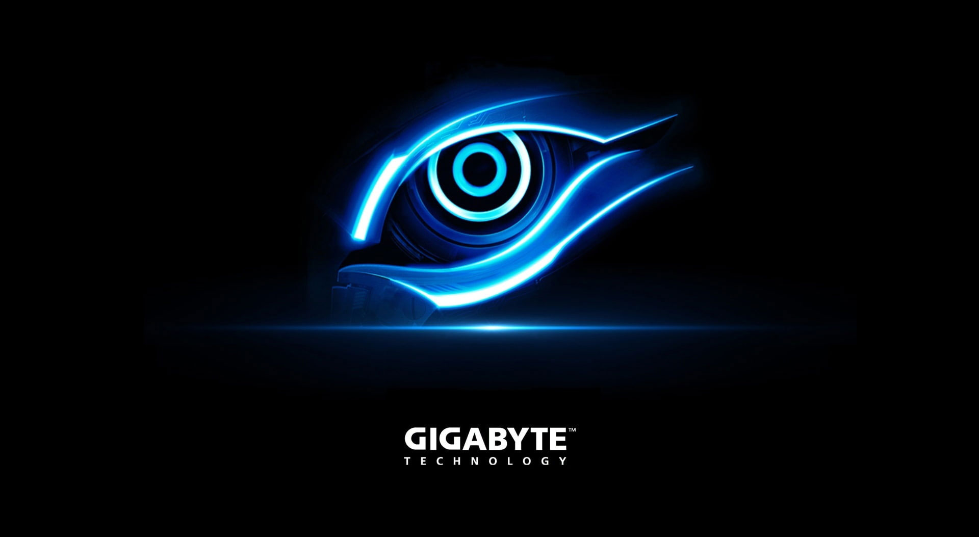 Gigabyte Blue Eye wallpaper, Gigabyte logo, Computers, Hardware, illuminated