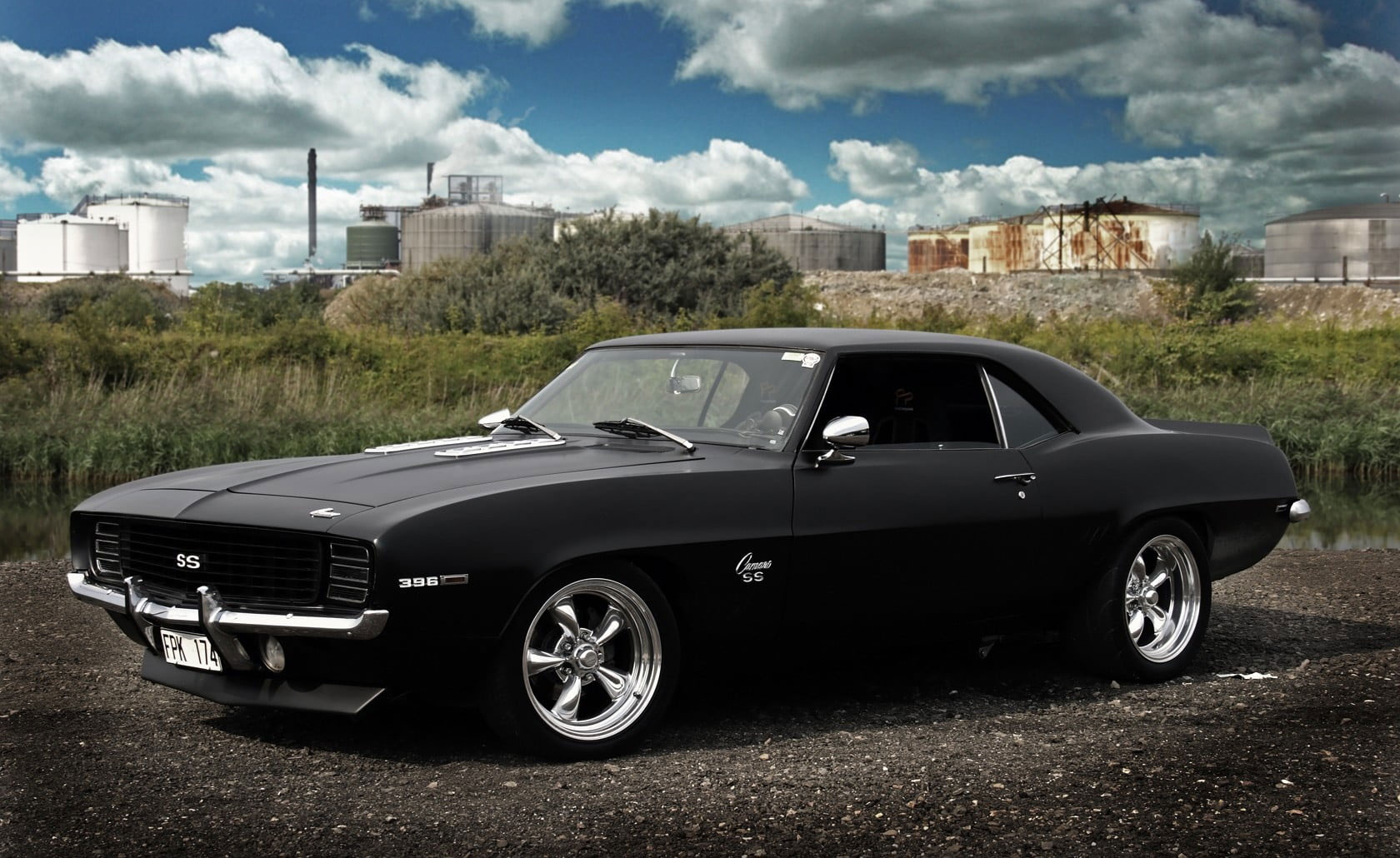 Black muscle car wallpaper, Chevrolet Camaro SS, muscle cars, mode of transportation