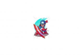 Captain America wallpaper, Marvel Comics, soldier, chibi, minimalism