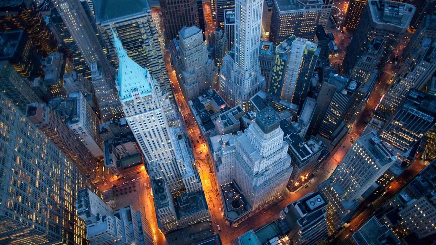 Landscape wallpaper, cityscape, New York City, lights, aerial view, skyscraper