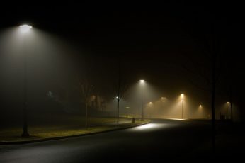 Gray concrete street with opened street lights wallpaper, landscape, nature