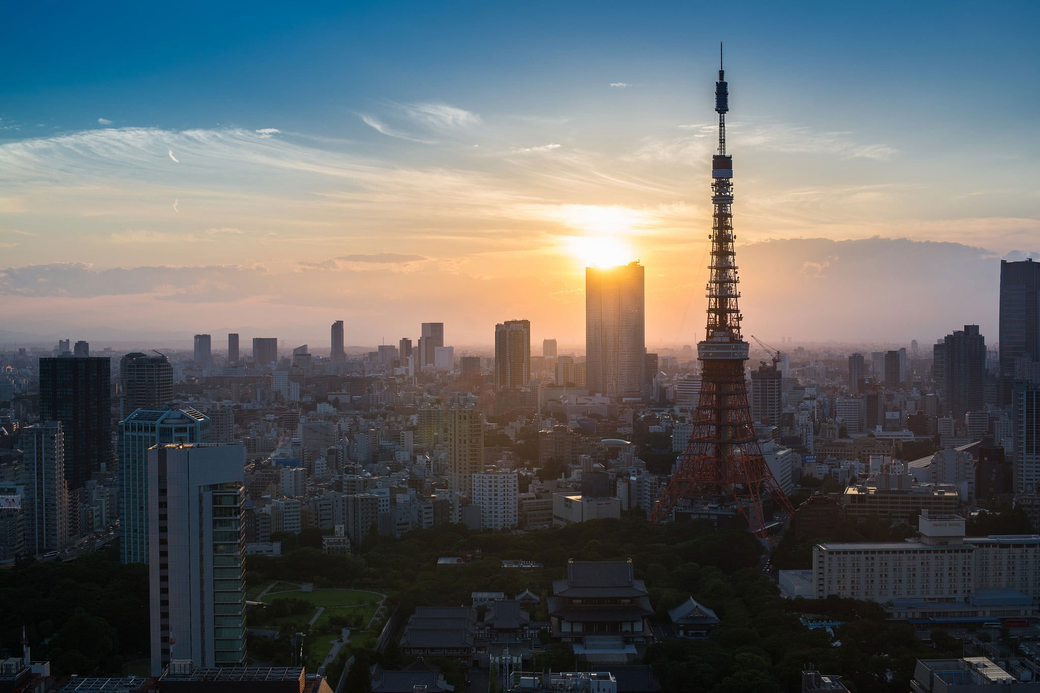 Tokyo Tower wallpaper, Japan, photography, Sun, urban, cityscape, building