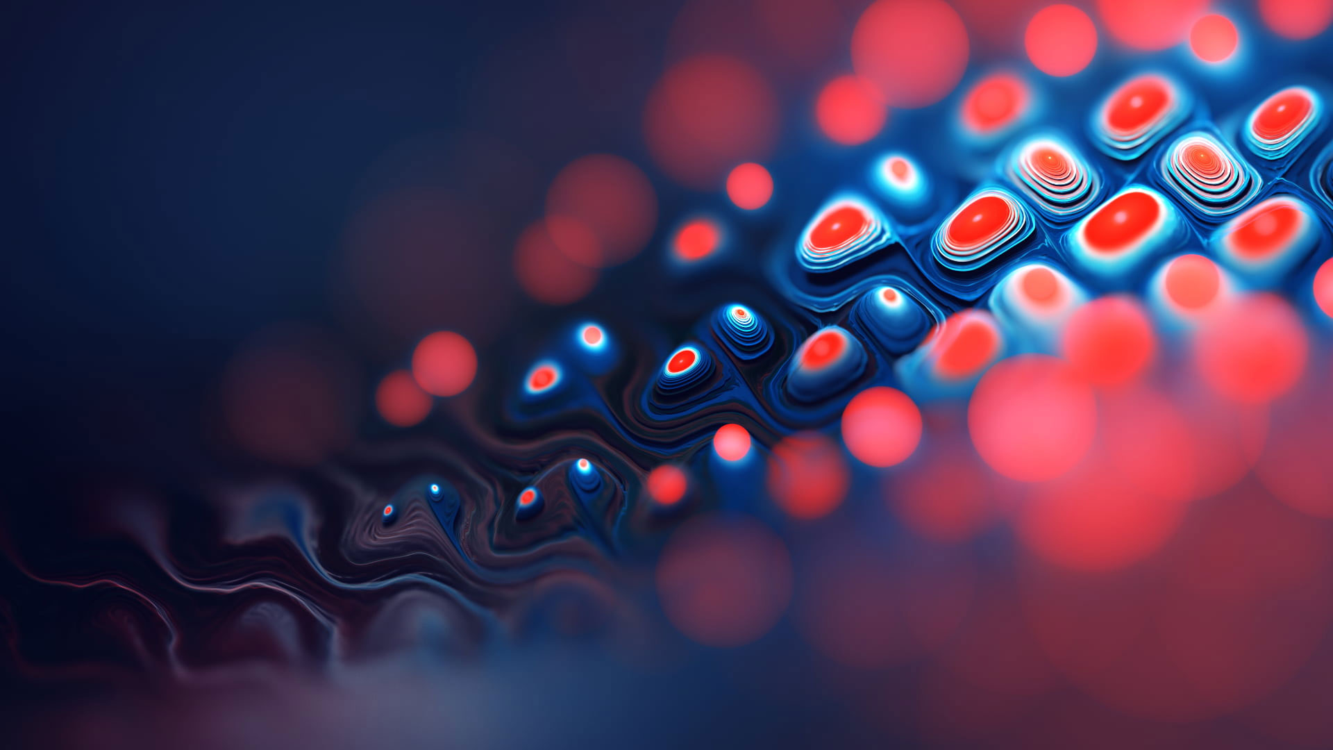 Red and blue wallpaper, fractal, abstract, digital art, bokeh, Abstract, Abstract