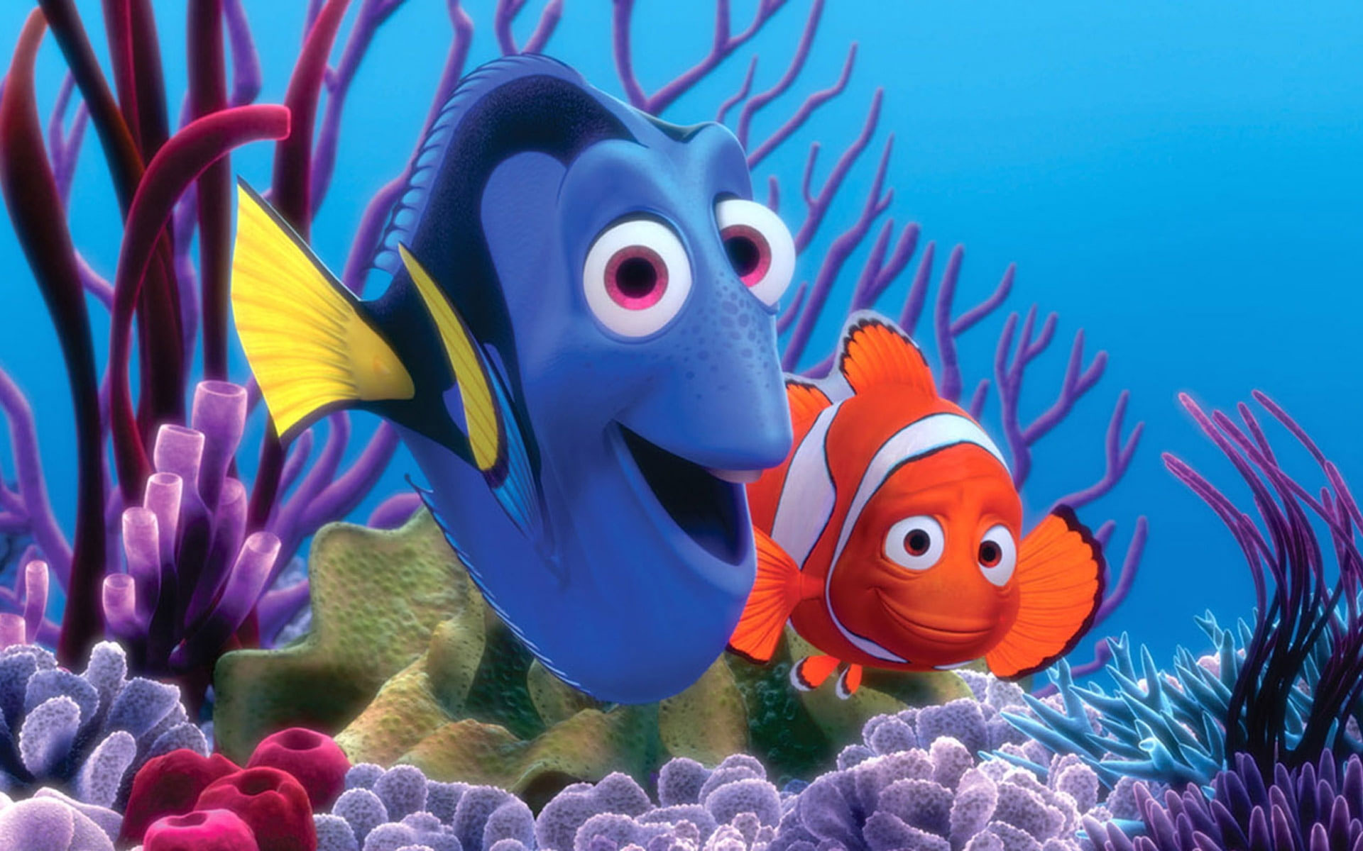 Finding Nemo Fishes wallpaper, dory and nemo character, colors, animation