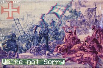 Fashwave wallpaper, vaporwave, glitch art, Europe, Portugal, war, painting