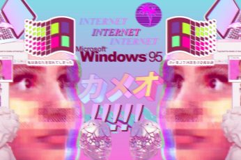Windows 95 wallpaper, glitch art, vaporwave