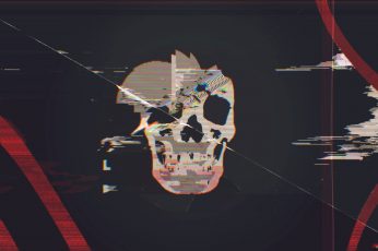 Skull wallpaper illustration, glitch art, abstract, cyberpunk, webpunk