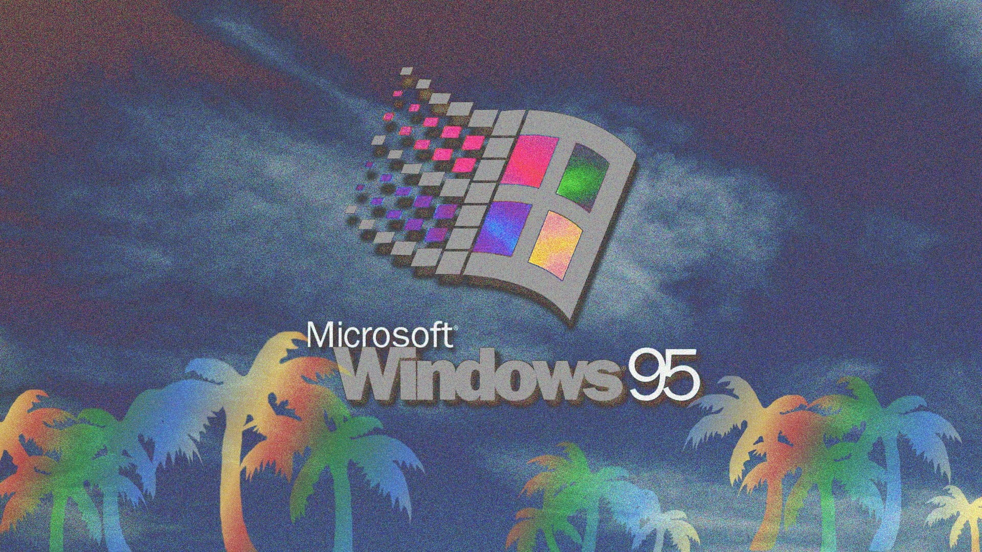 Microsoft Windows 95 wallpaper, vaporwave, glitch art, 3D, 3d design