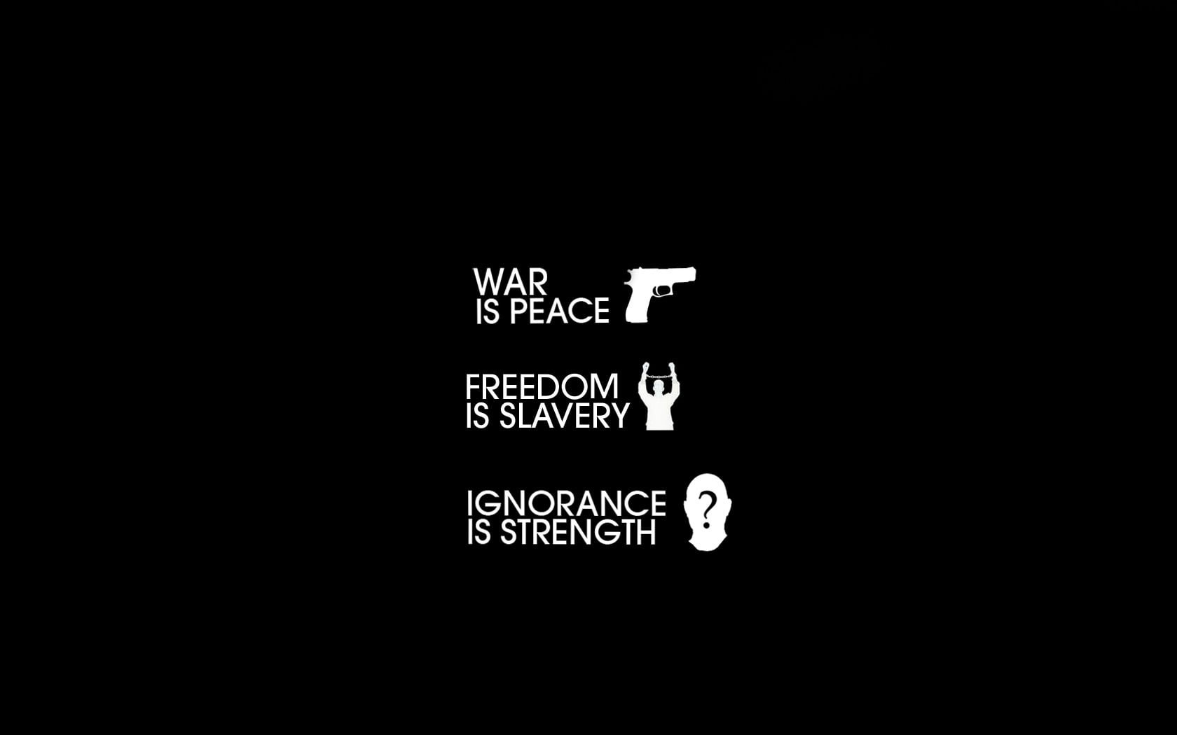War is peace freedom is slavery ignorance is strength wallpaper, quote