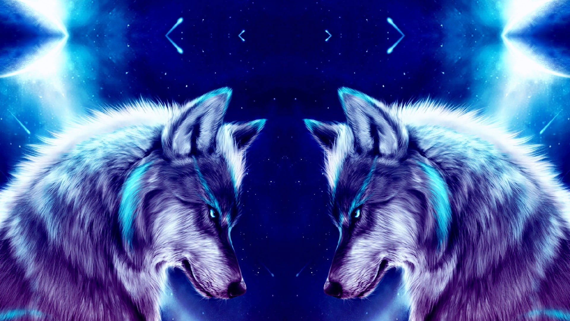 Animals wallpaper, space, wolf, art, wolves, night, digital art