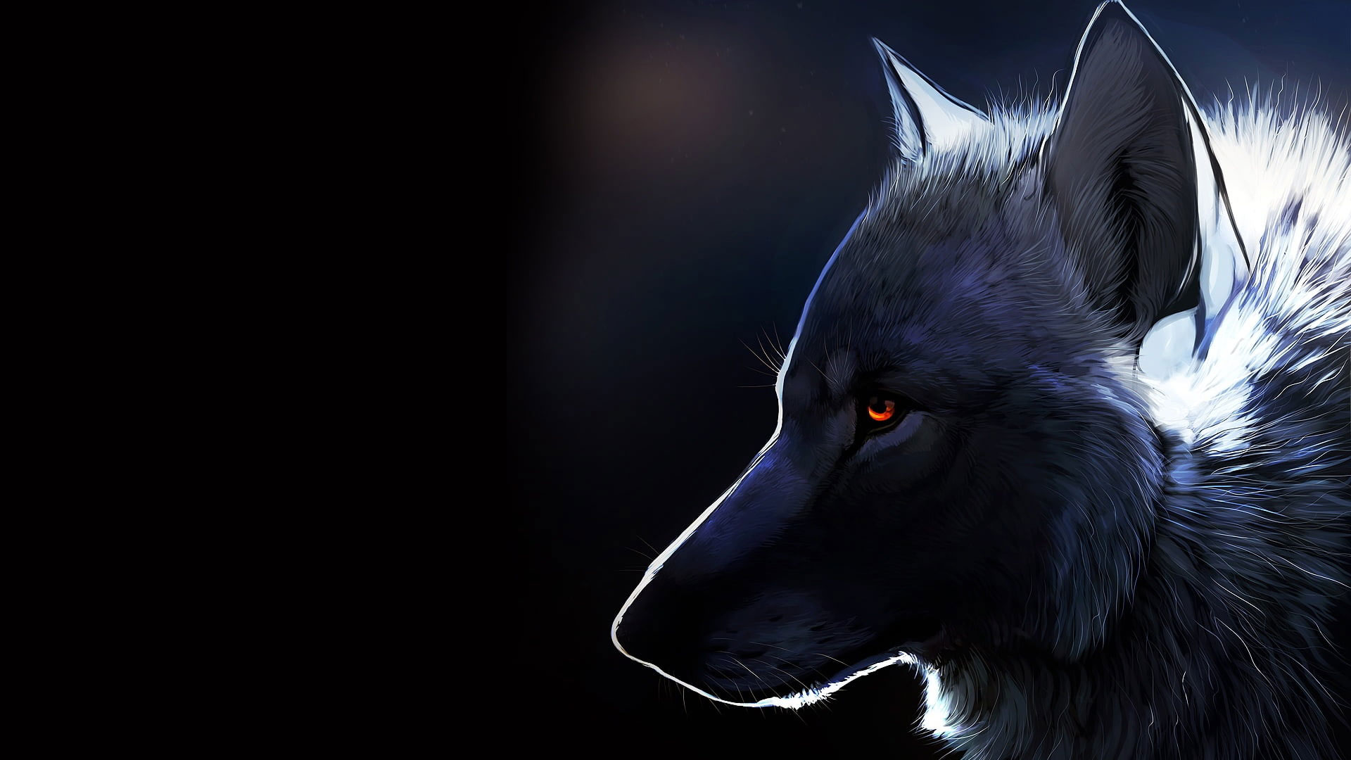 Wolf wallpaper illustration, nature, fantasy art, glowing eyes, dark, animals