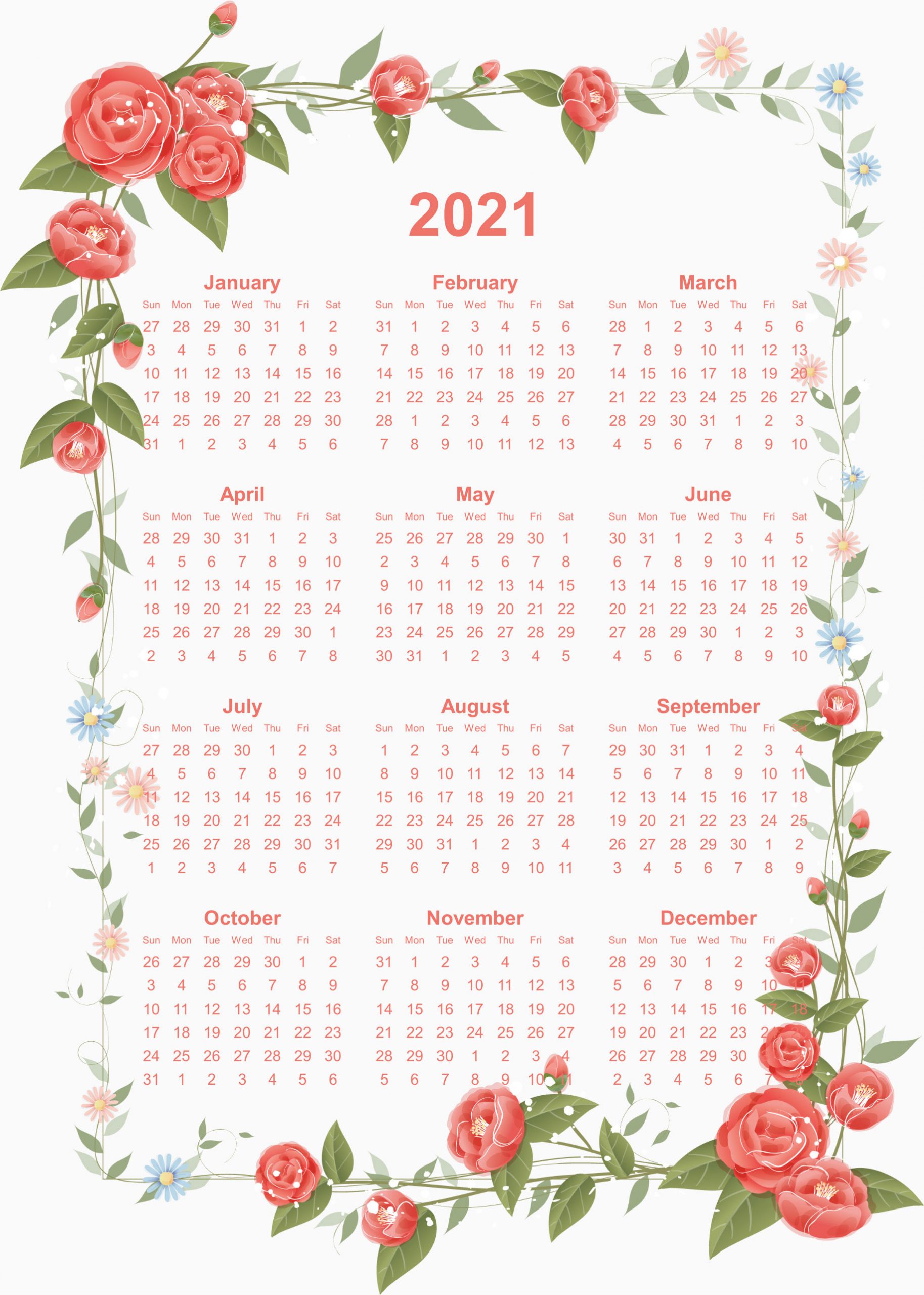 Calendar 2021 design vector free download