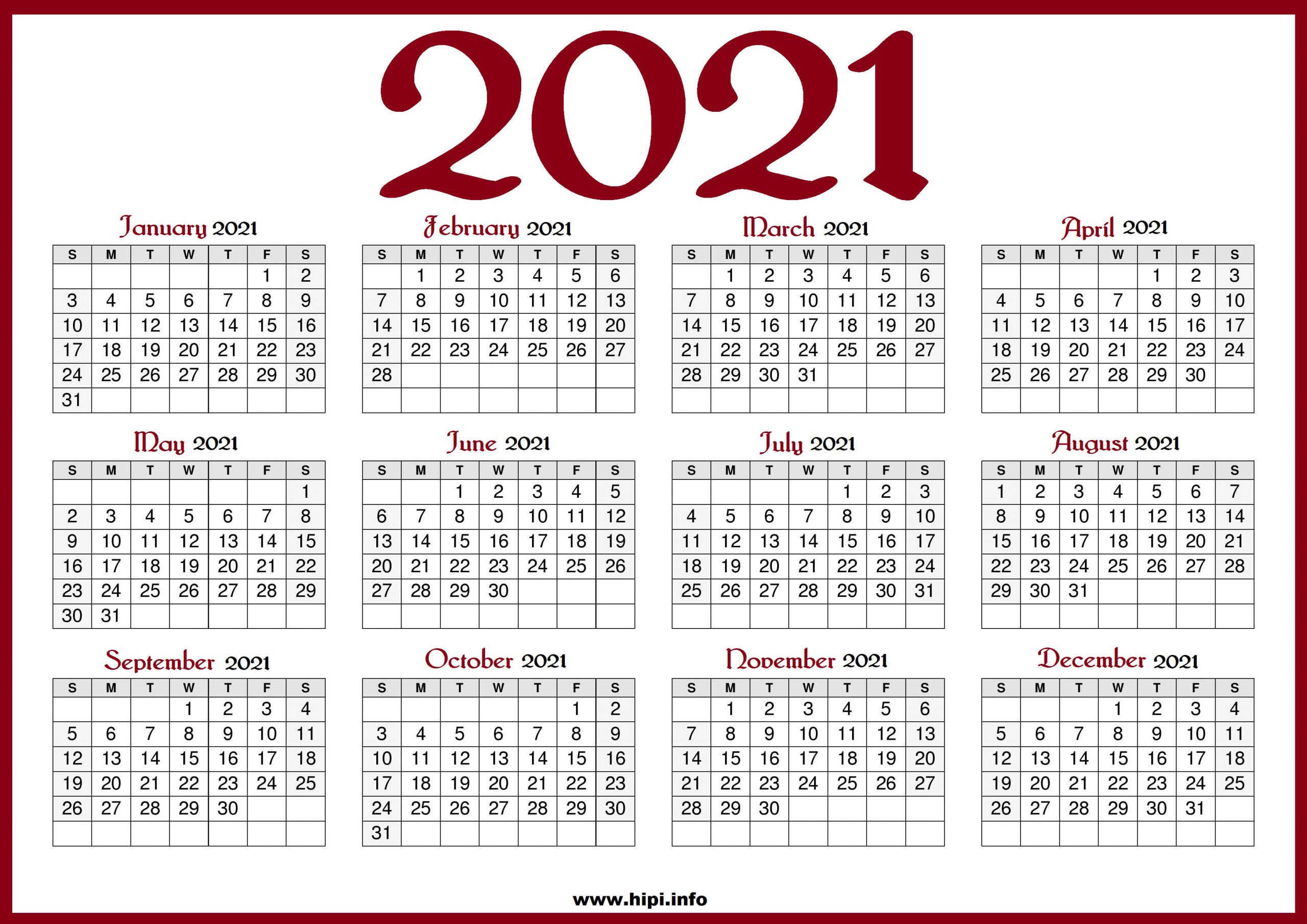 2021 calendar wallpaper red
