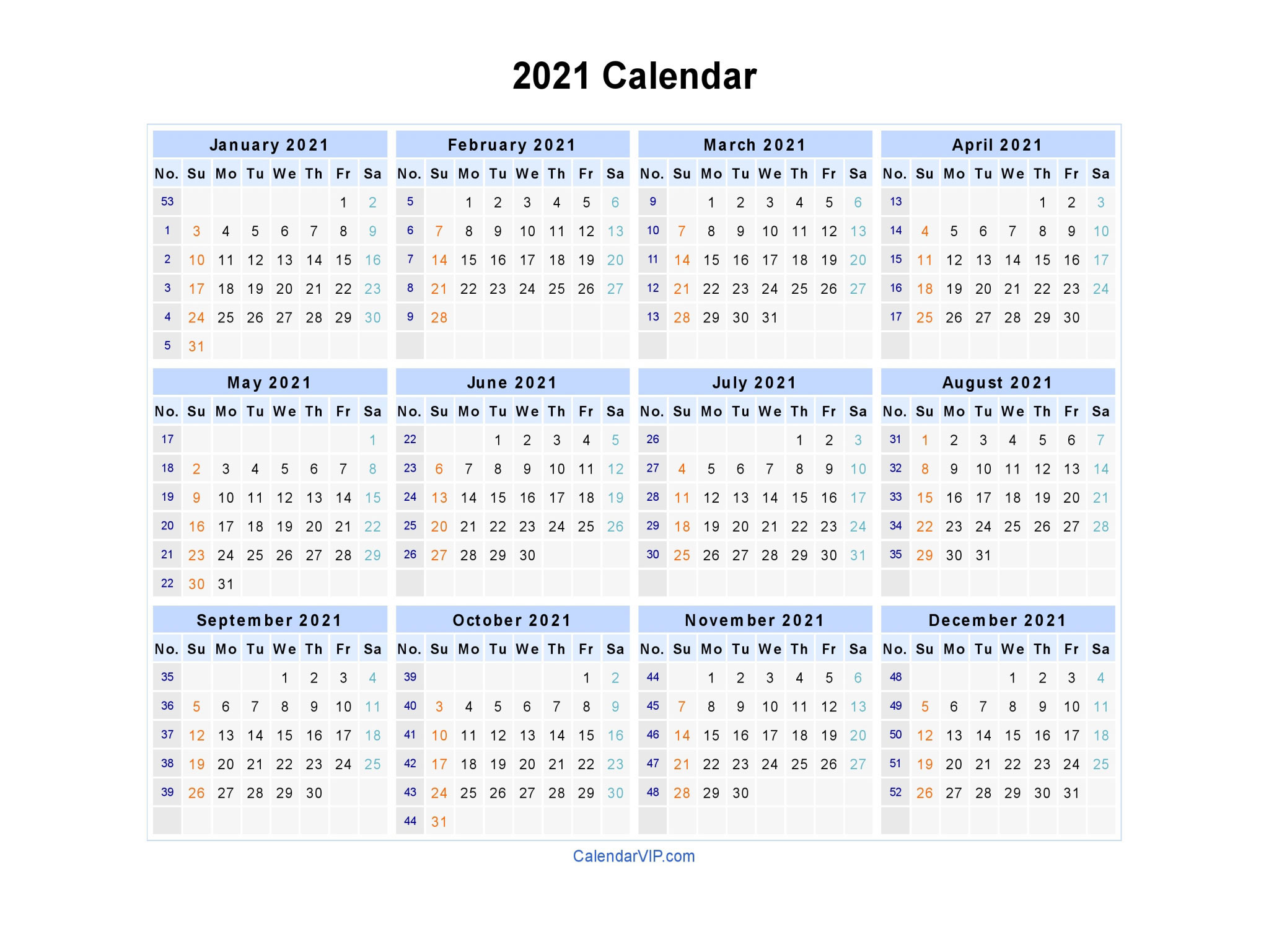 2021 calendar wallpaper blue